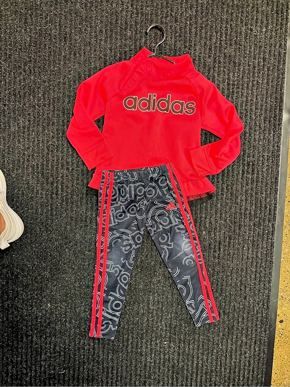 adidas Kids Red & Black Athletic Matching Set